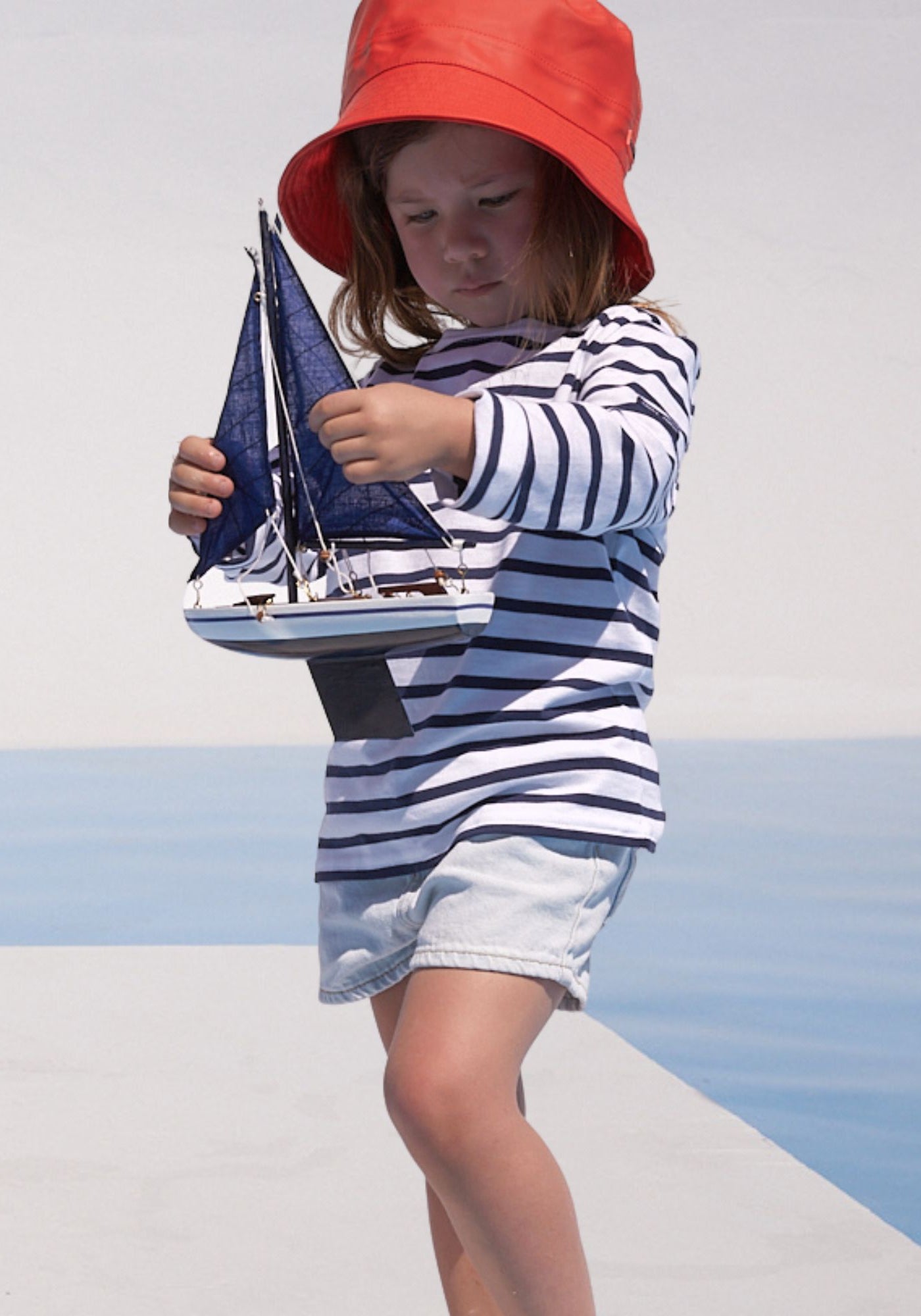 Minquiers Kids Breton Shirt (WHITE / NAVY)