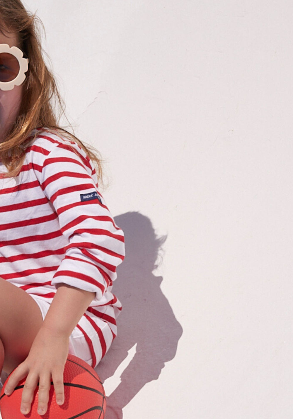 Minquiers Kids Breton Shirt (WHITE / RED)