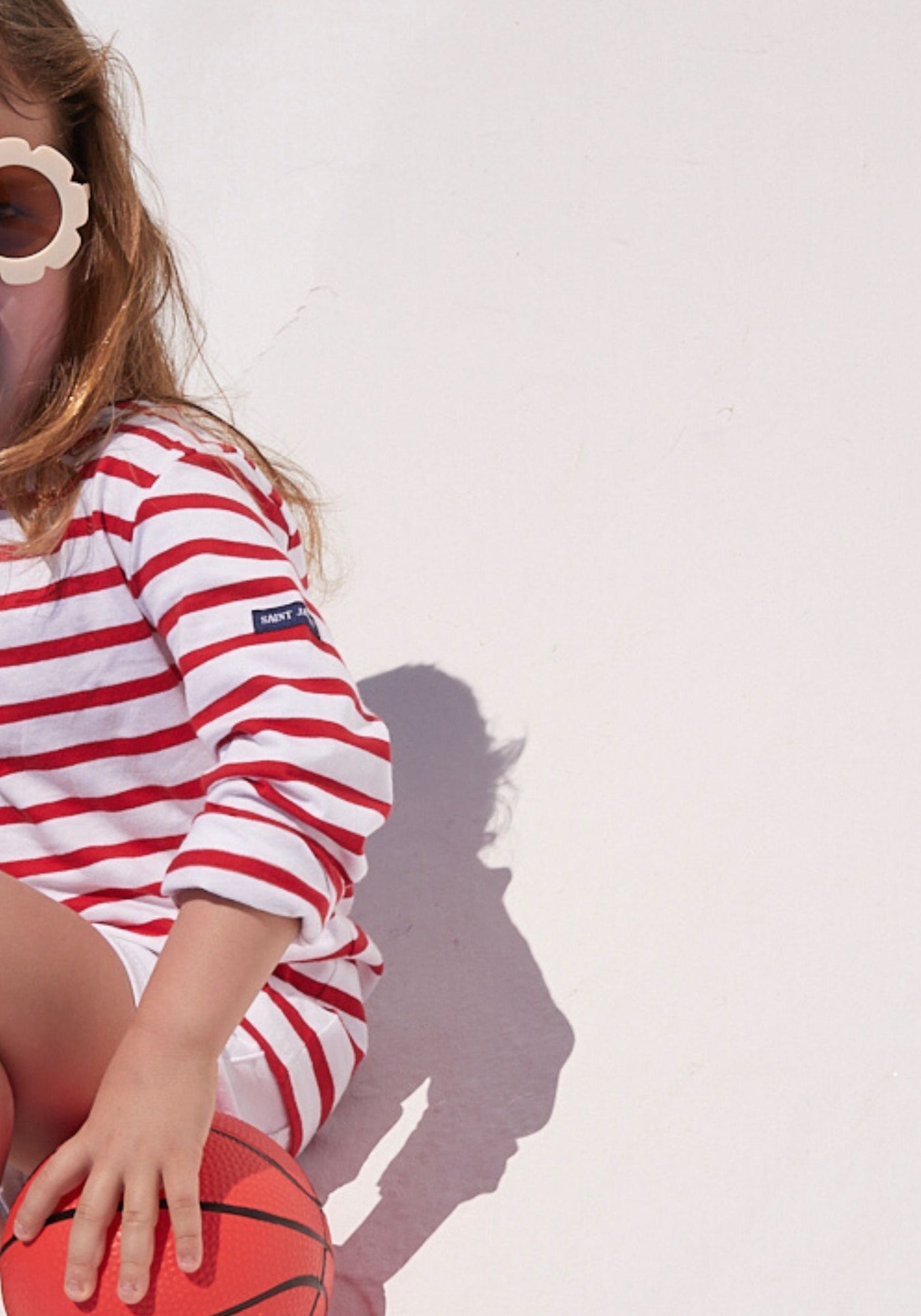 Minquiers Kids Breton Shirt (WHITE / RED)