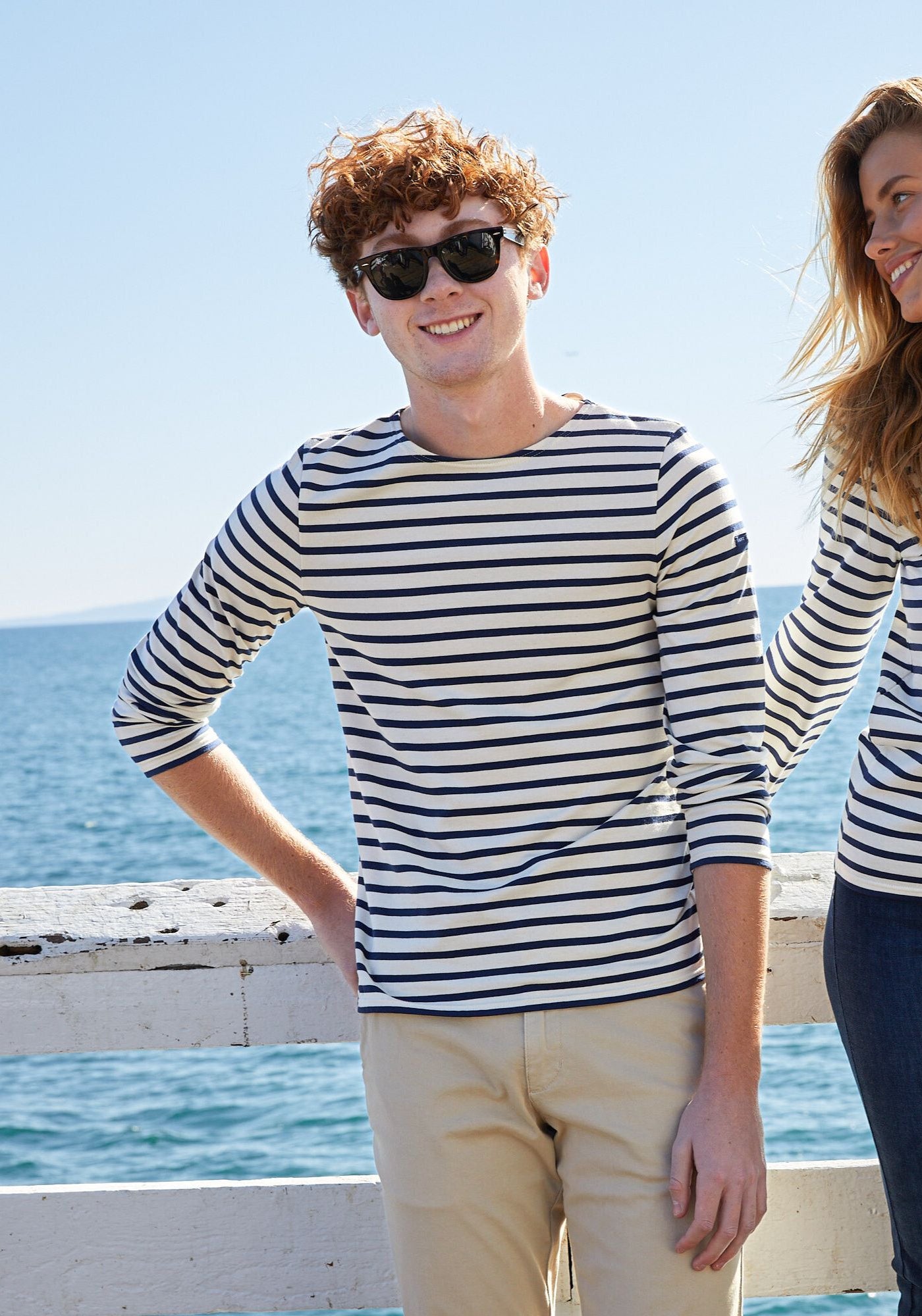 Minquiers Modern Breton Shirt (ECRU / NAVY)