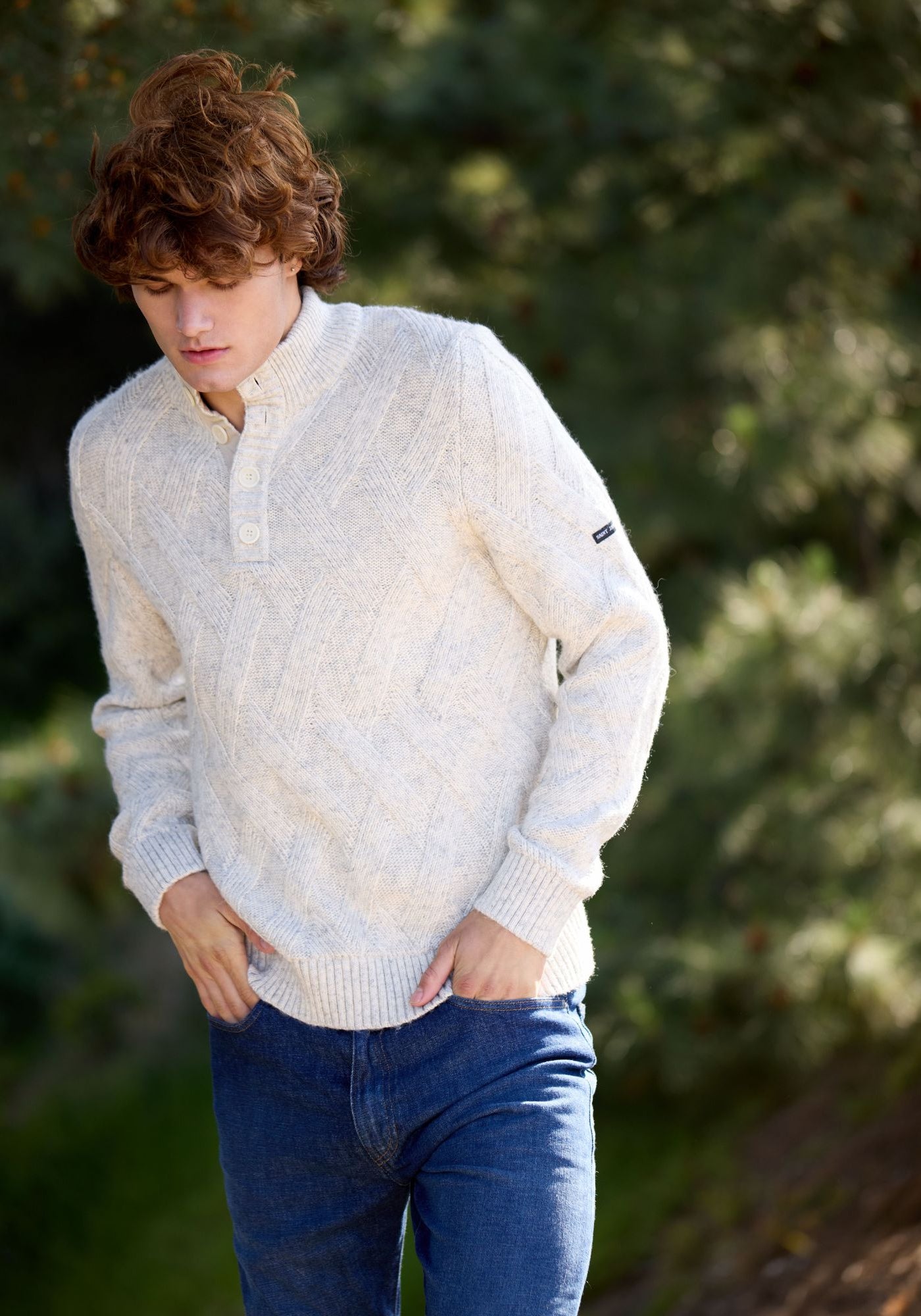 NEUCHATEL Henley Sweater (LIGHT GRAY MELANGE)