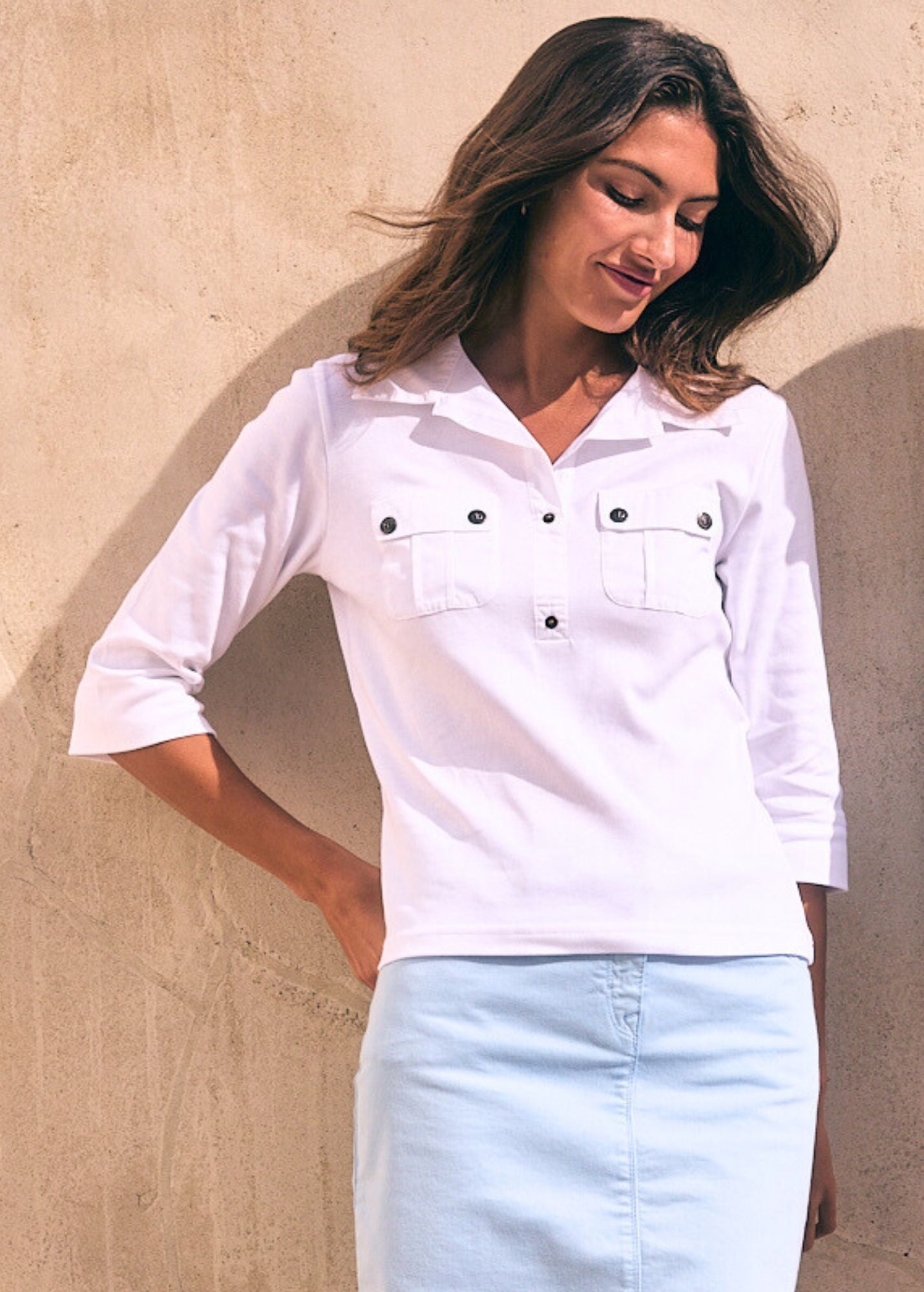 Breton Ecru Boat Neck Long Sleeve Shirt | Unisex| GUILDO U A