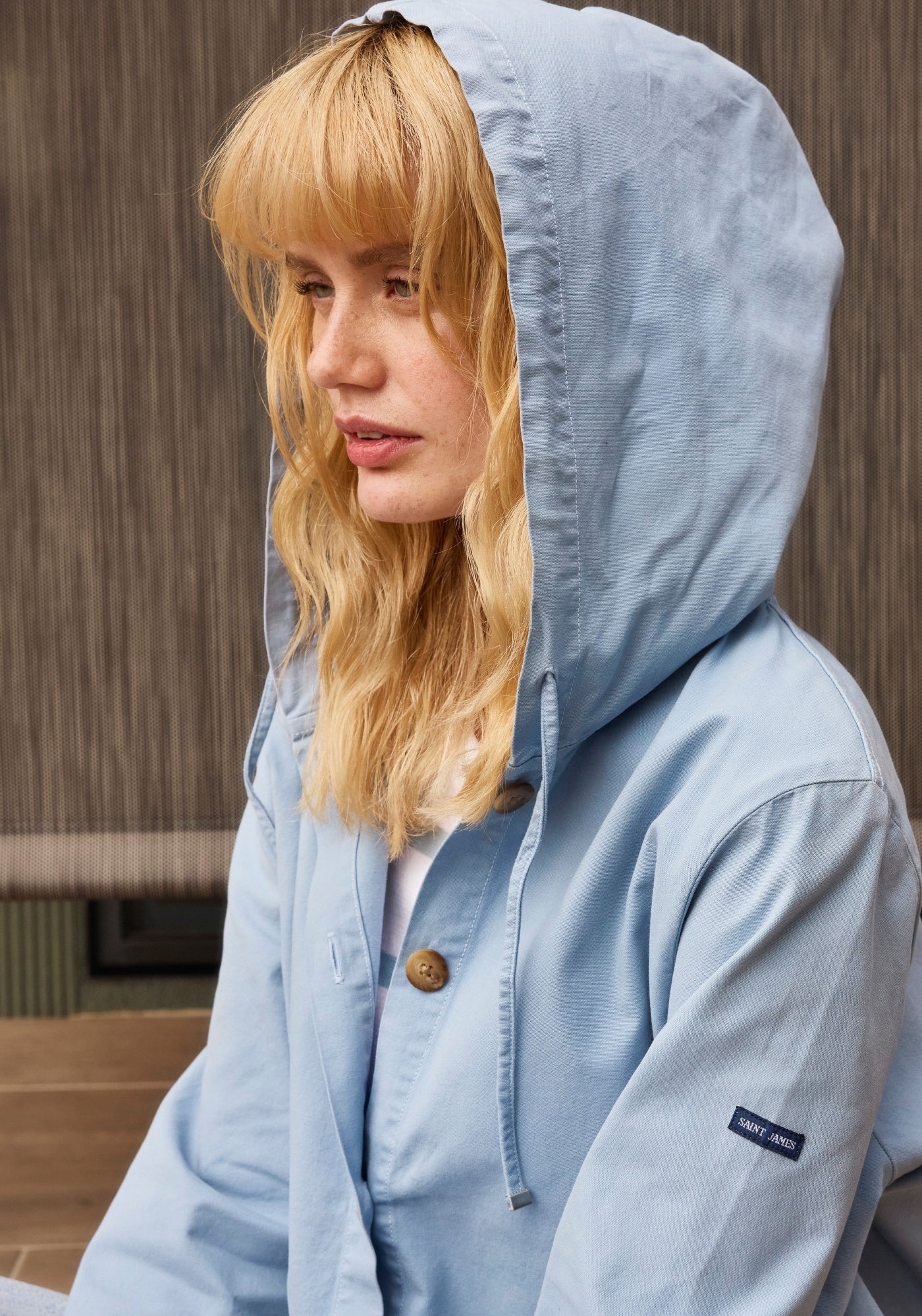Aura hooded cotton canvas jacket (SKYLIGHT BLUE)