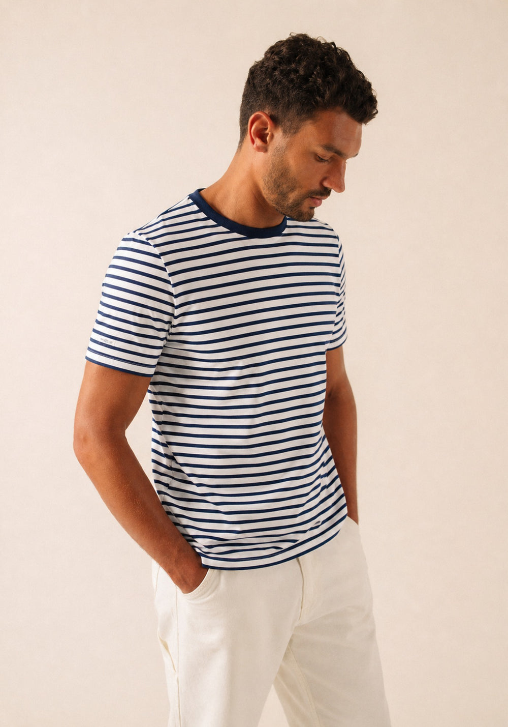 PLOUHINEC French Nautical T-Shirt  (WHITE / NAVY)