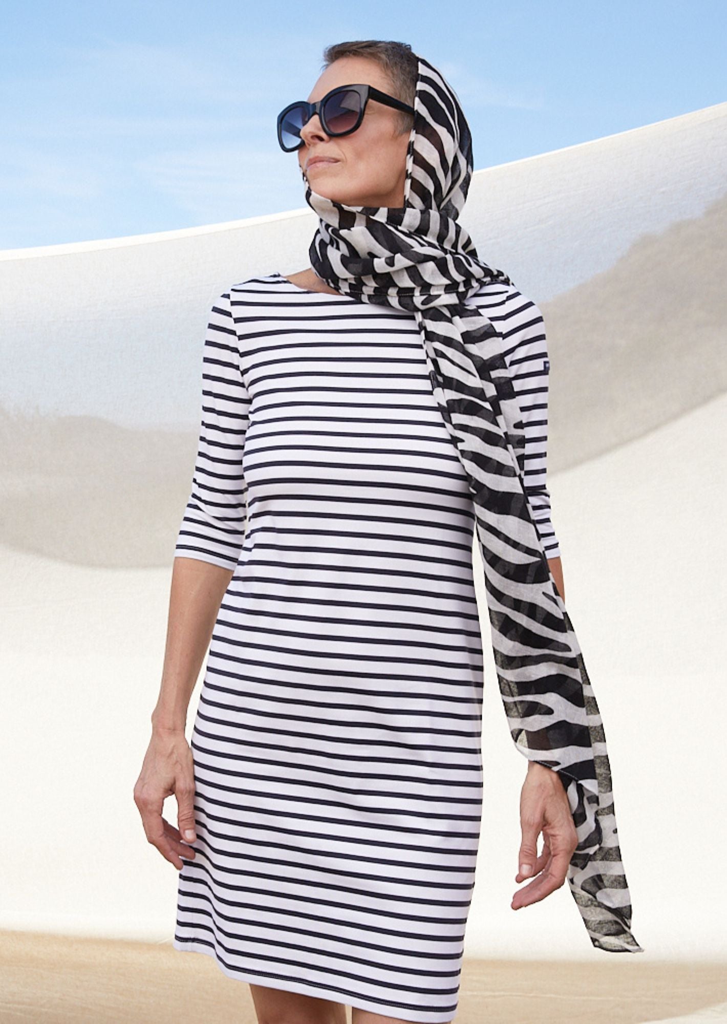 Breton Stripe Form Fitting Dress | Propriano II | Anti-UV | Saint
