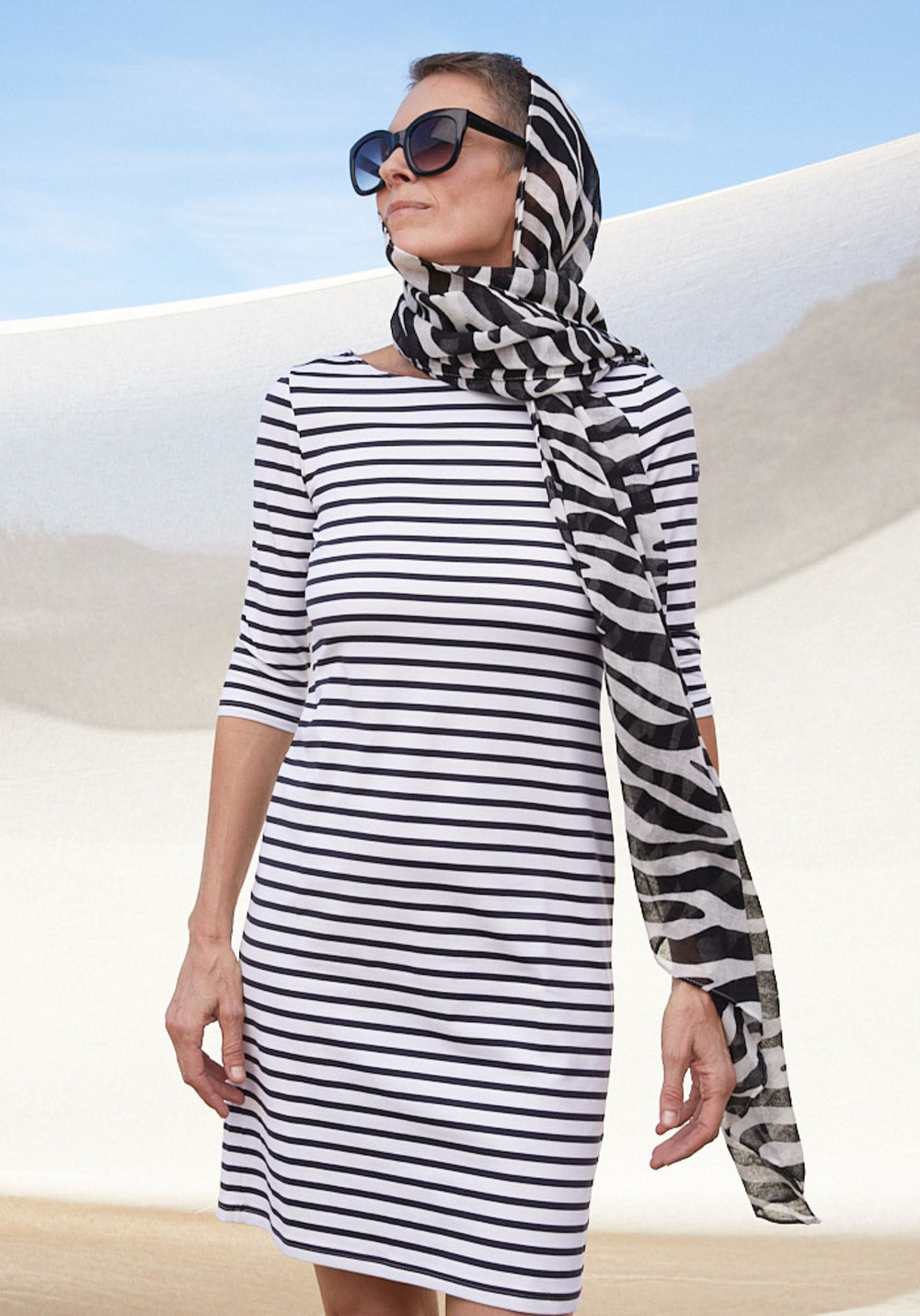 Propriano Anti-Uv Nautical Dress (WHITE / NAVY)