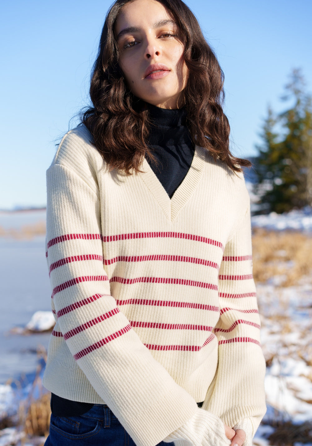 Rumilly Striped Sweater (ECRU / MAROON)