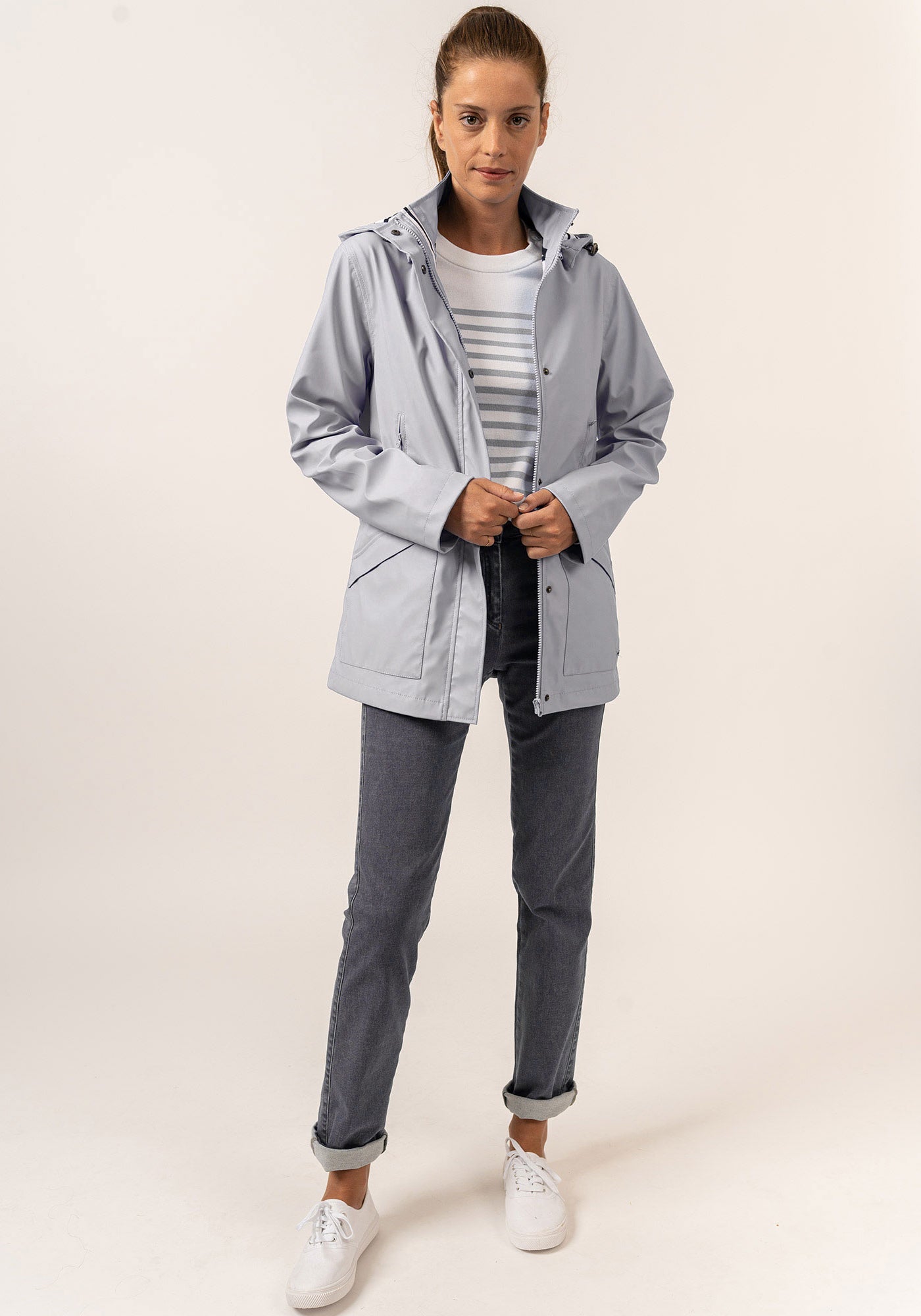 St Morgane Hooded Raincoat (GRAY)