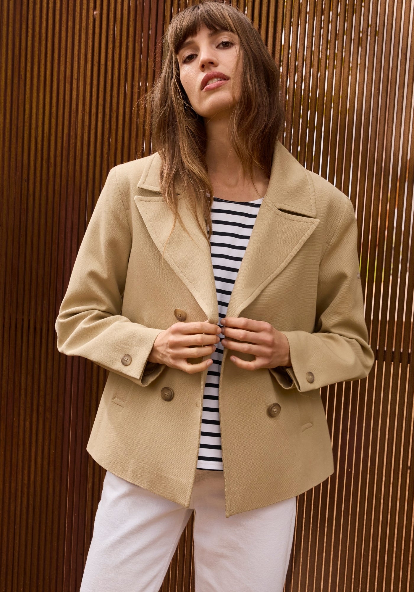 St Cathy cotton canvas peacoat (BEIGE)