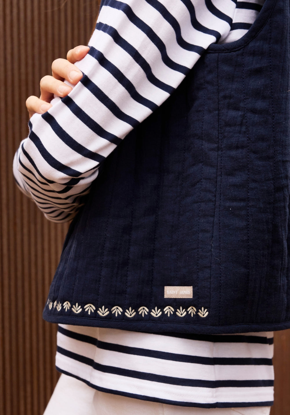 St Lily cotton quilted vest (NAVY / SAIL CANVAS)