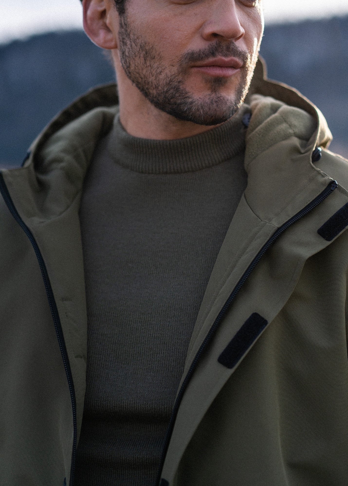Fleece Lined Waterproof Jacket (Olive Green) | Saint James