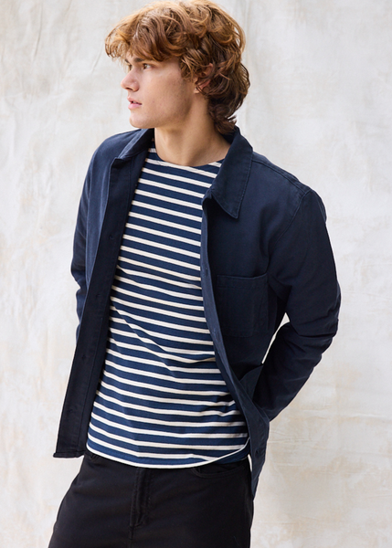 Navy blue cotton chore jacket. online High quality