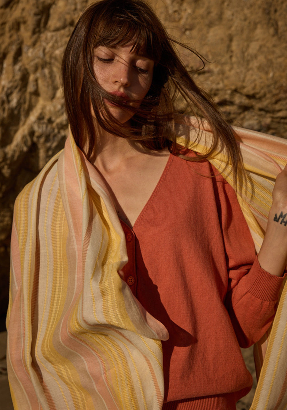 Multicolored striped scarf (INTERWOVEN EARTH)