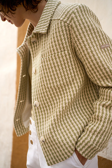 ST ENOLA Tweed Jacket (IVORY / SOFT ALMOND) • Saint James USA