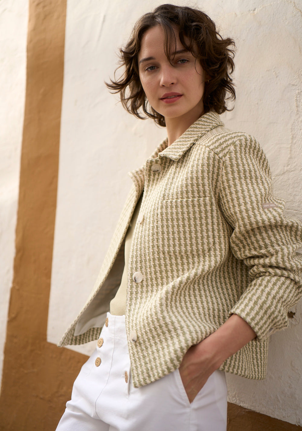 St Enola Tweed Jacket (IVORY / SOFT ALMOND)