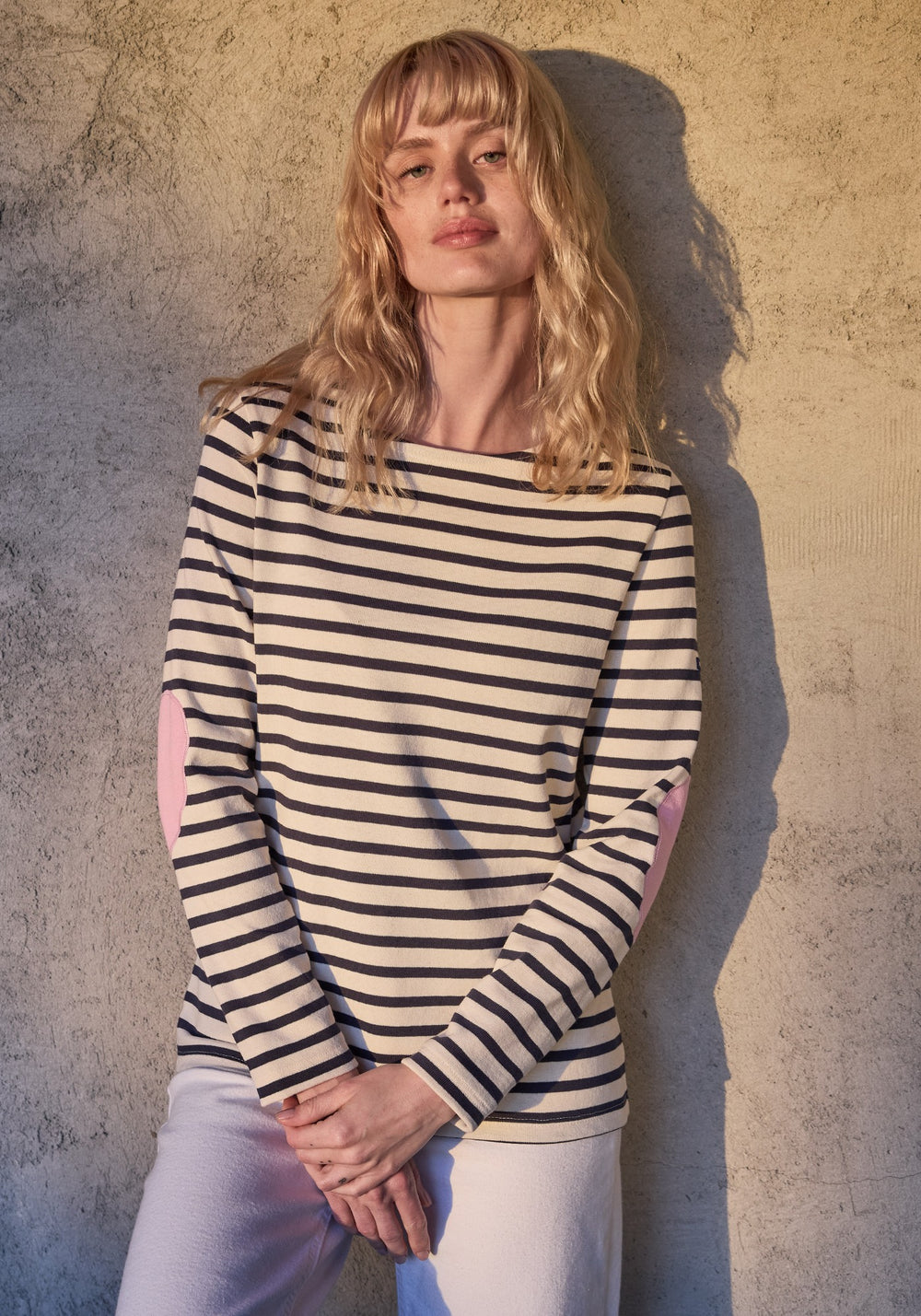 Vaujany Heart Breton Shirt (ECRU / NAVY / TEA ROSE PINK)