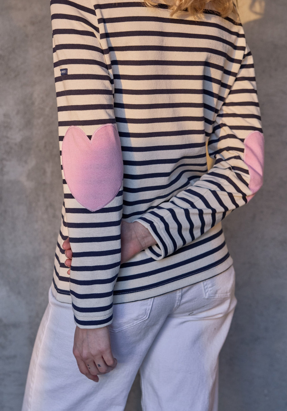 Vaujany Heart Breton Shirt (ECRU / NAVY / TEA ROSE PINK)