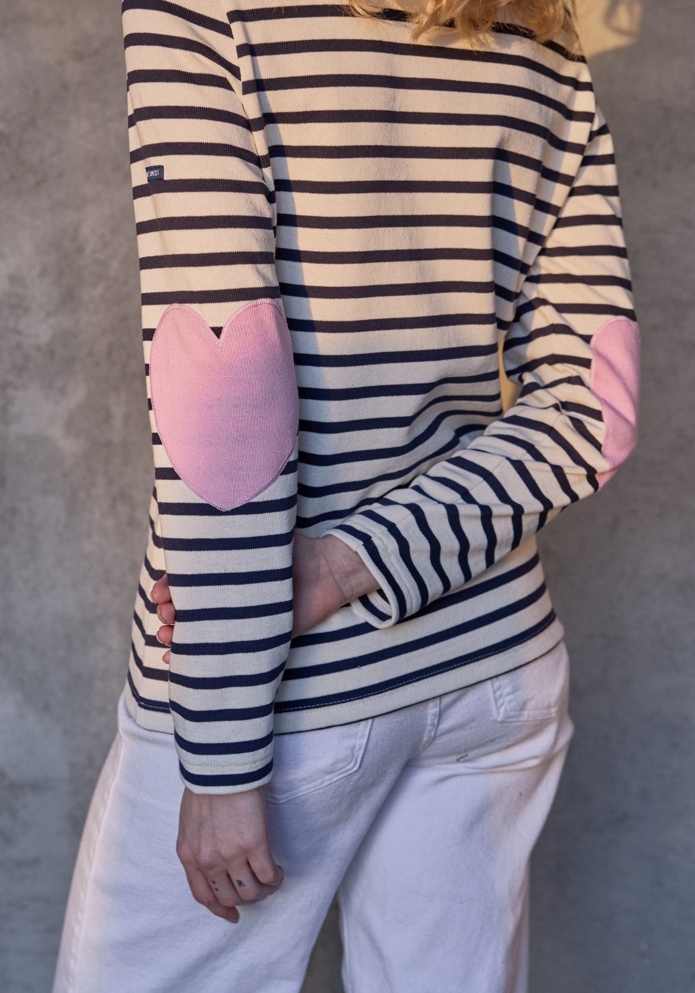 Vaujany Heart Breton Shirt (ECRU / NAVY / TEA ROSE PINK)