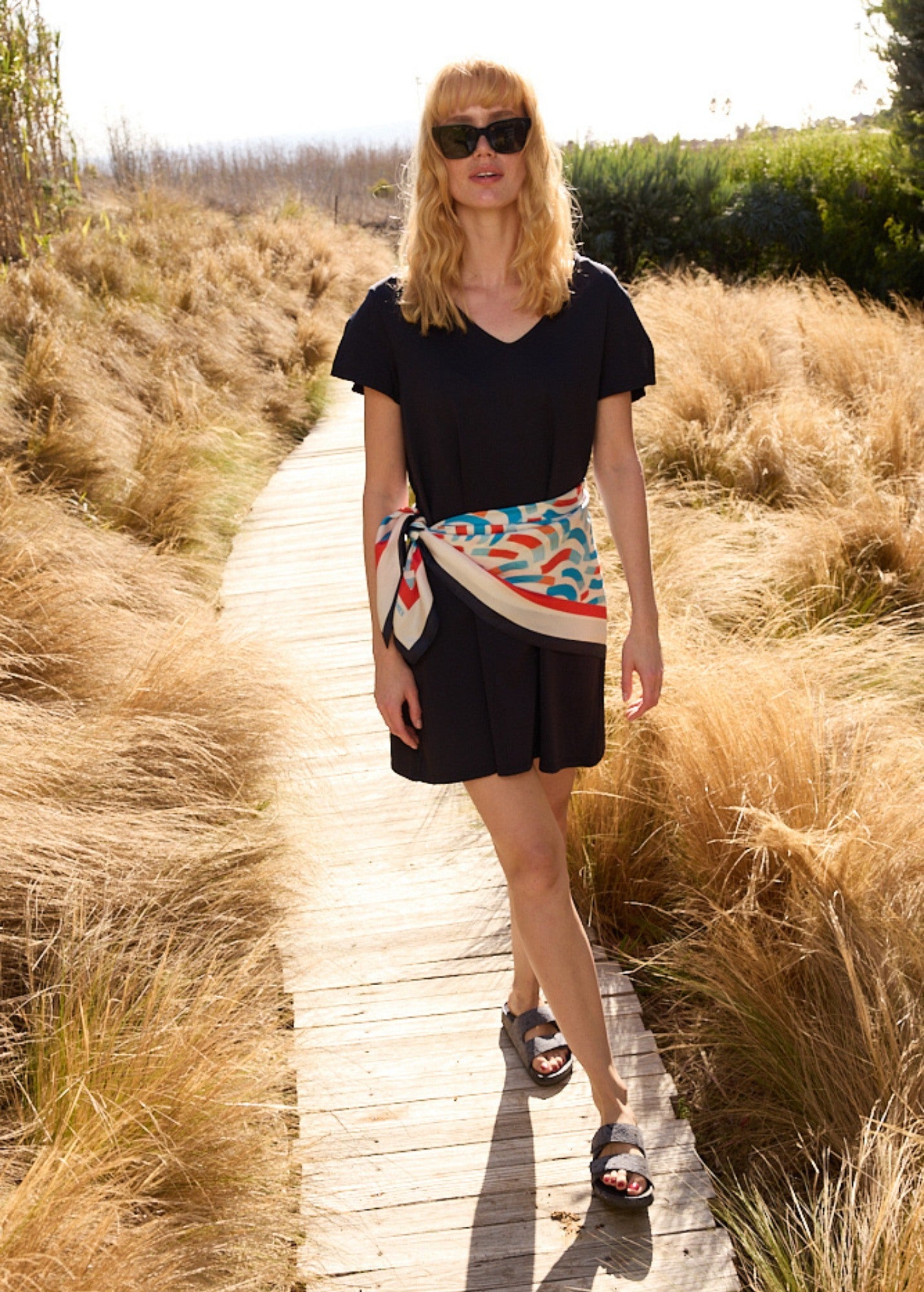 Vicq Navy Shift Dress | Anti-UV V-Neck Dress | Saint James