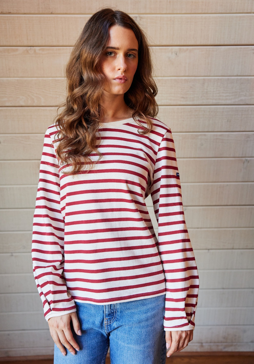 Yvoire Striped Top (ECRU / MAROON)