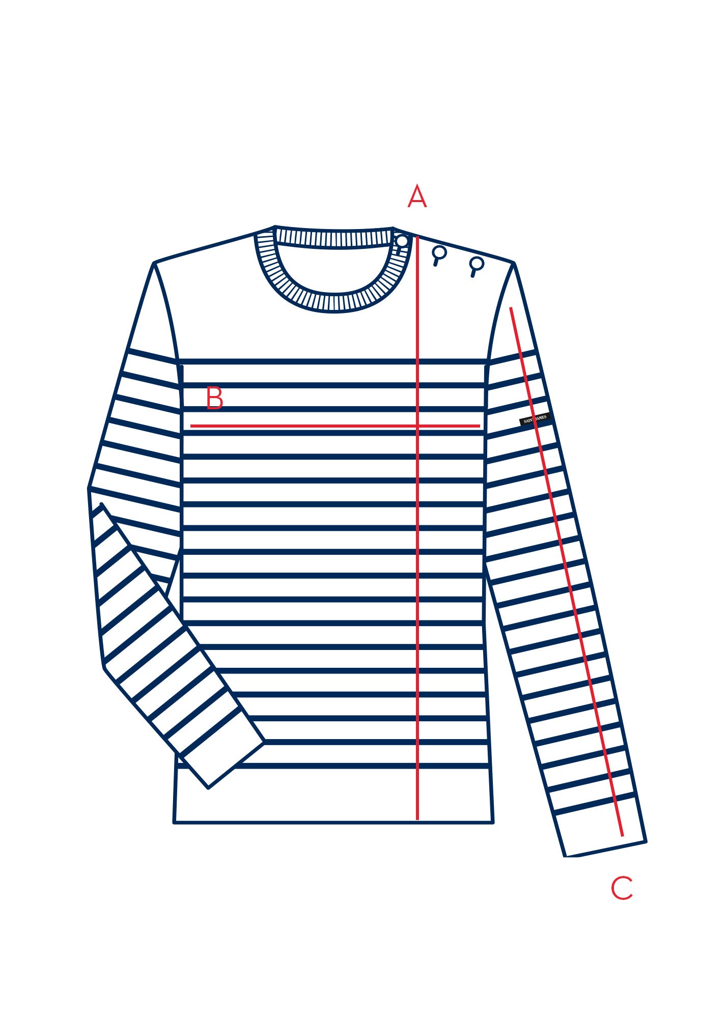 Breton Striped Sweater with Button Shoulder for Women | Saint