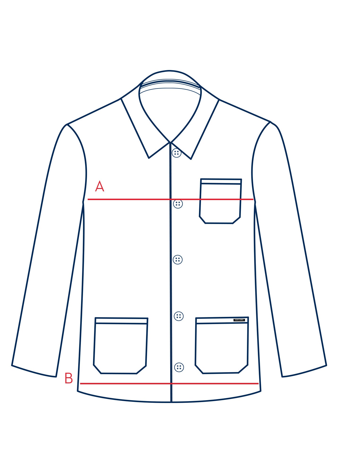 French Chore Coat, Navy, Unisex Sizing, Cotton, Saint James