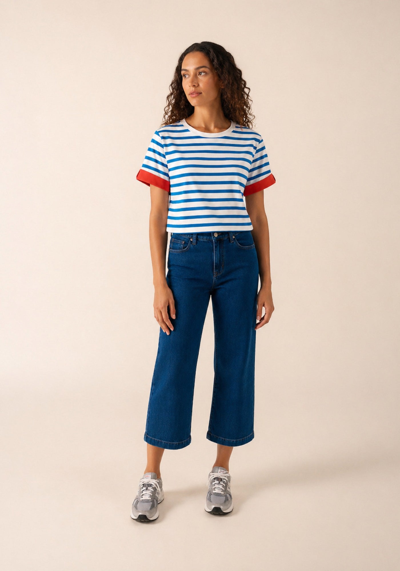 LA CIOTAT Striped Tee (WHITE / CAPRI BLUE / POPPY RED)