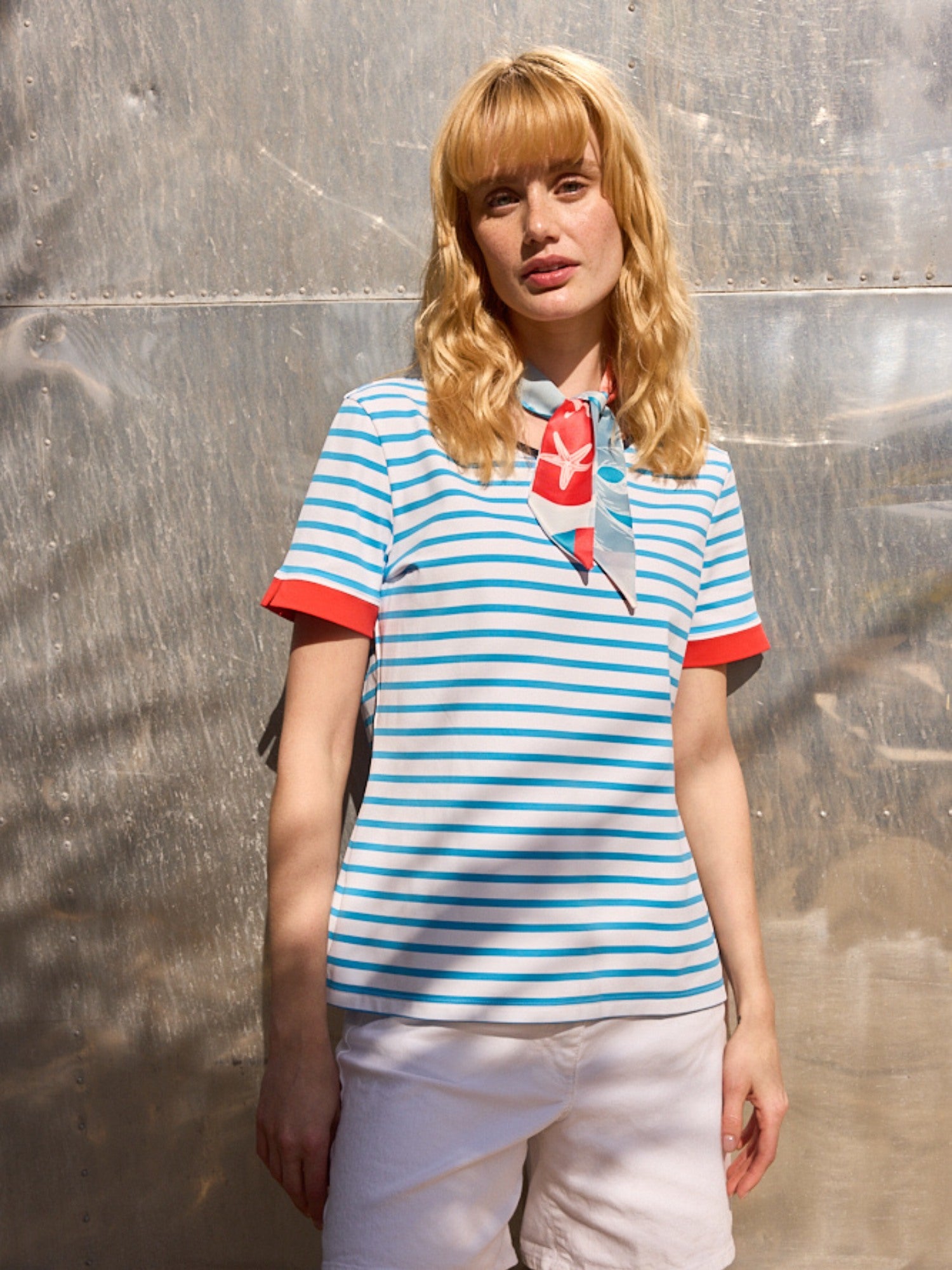 PLOUGASTEL II Striped Hoodie Jacket in Stretch Fabric with UV