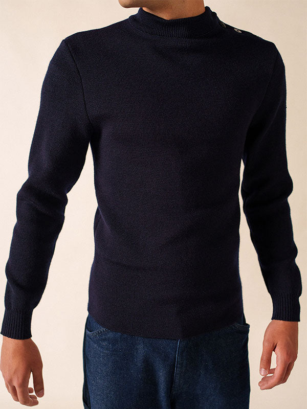 MATELOT Wool Fisherman Sweater (BLACK) • Saint James USA