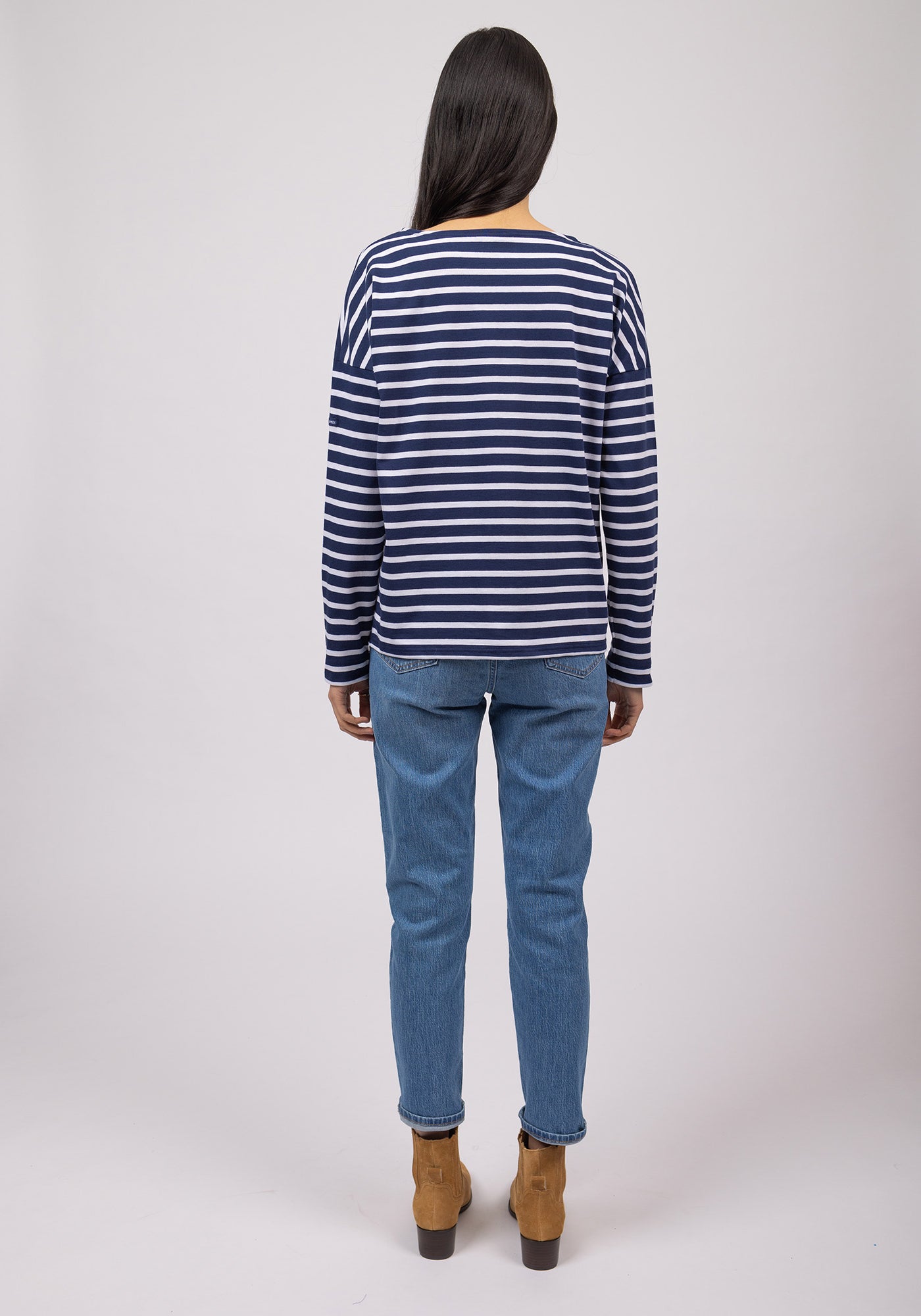 MINQUIERS DROP II Drop-Shoulder Breton Shirt (NAVY / WHITE)