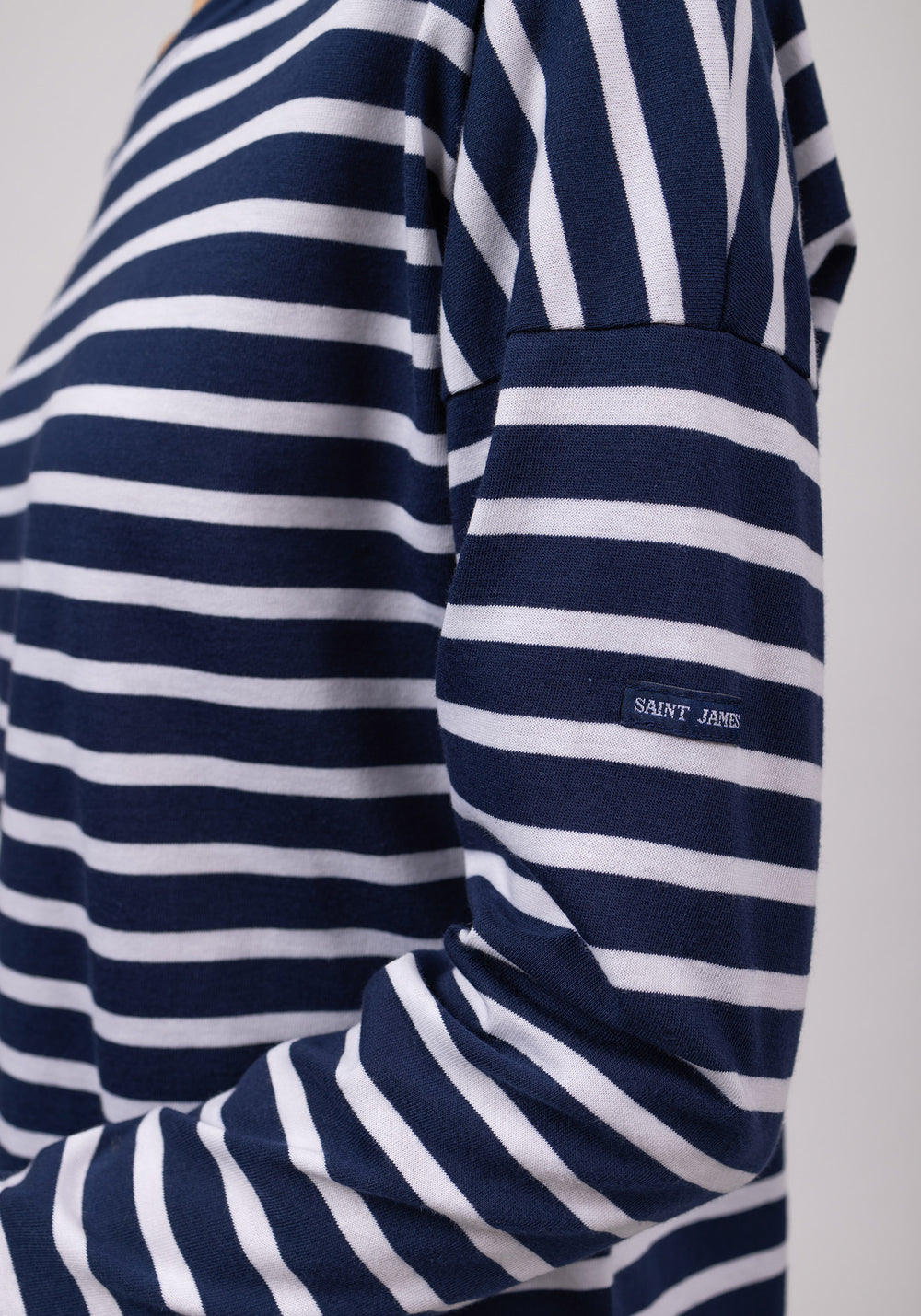 MINQUIERS DROP II - Drop-Shoulder Breton Striped Shirt | Soft Cotton | Straight Fit (NAVY / WHITE)