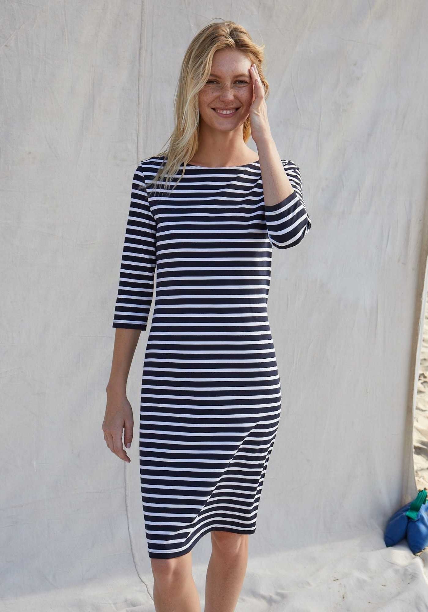 Breton Stripe Form Fitting Dress | Propriano II | Anti-UV | Saint James NAVY / White / 6 Breton Stripe Form Fitting Dress | Propriano II | Anti-UV | Saint James NAVY / White / 6