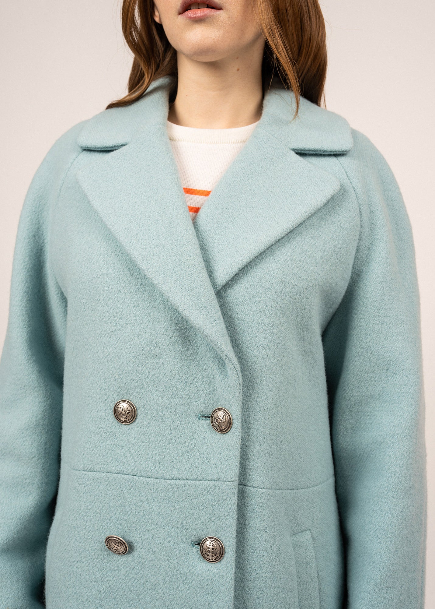 Women's Long Wool Coat | Jade, Wool Blend | Saint James® Official