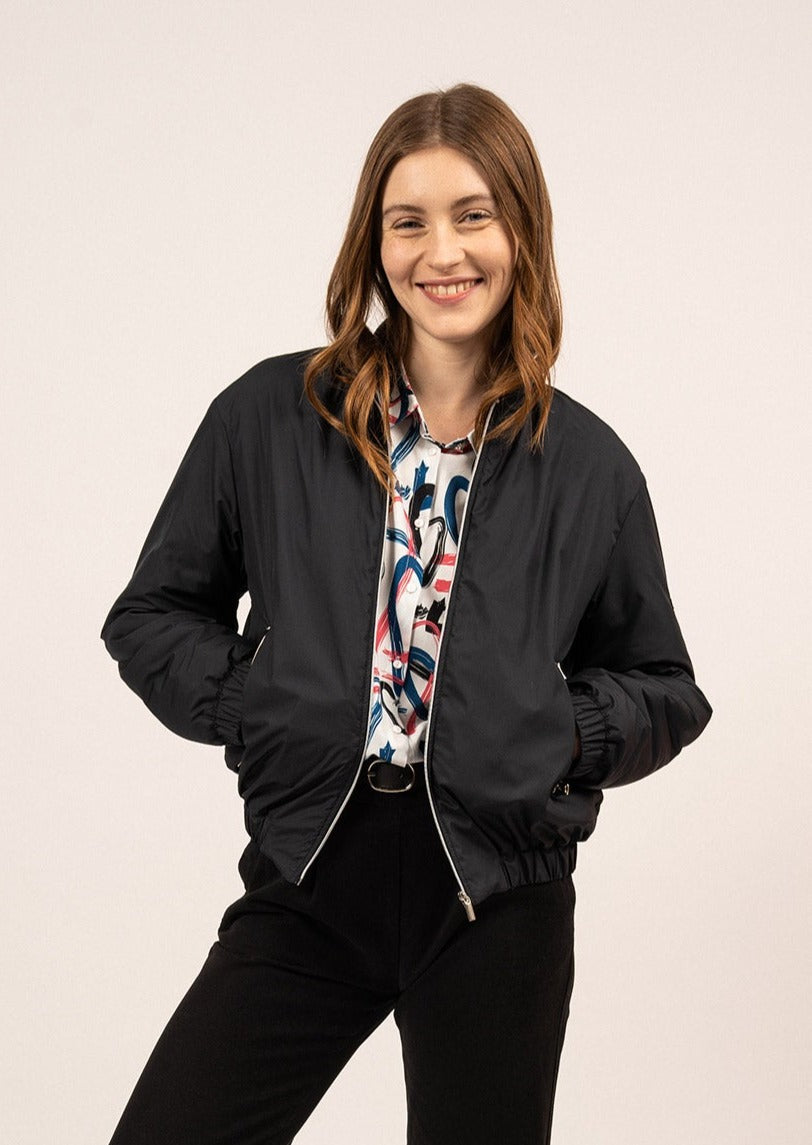 Women's Rainproof Bomber Jacket, Dark Blue | Saint James® Official