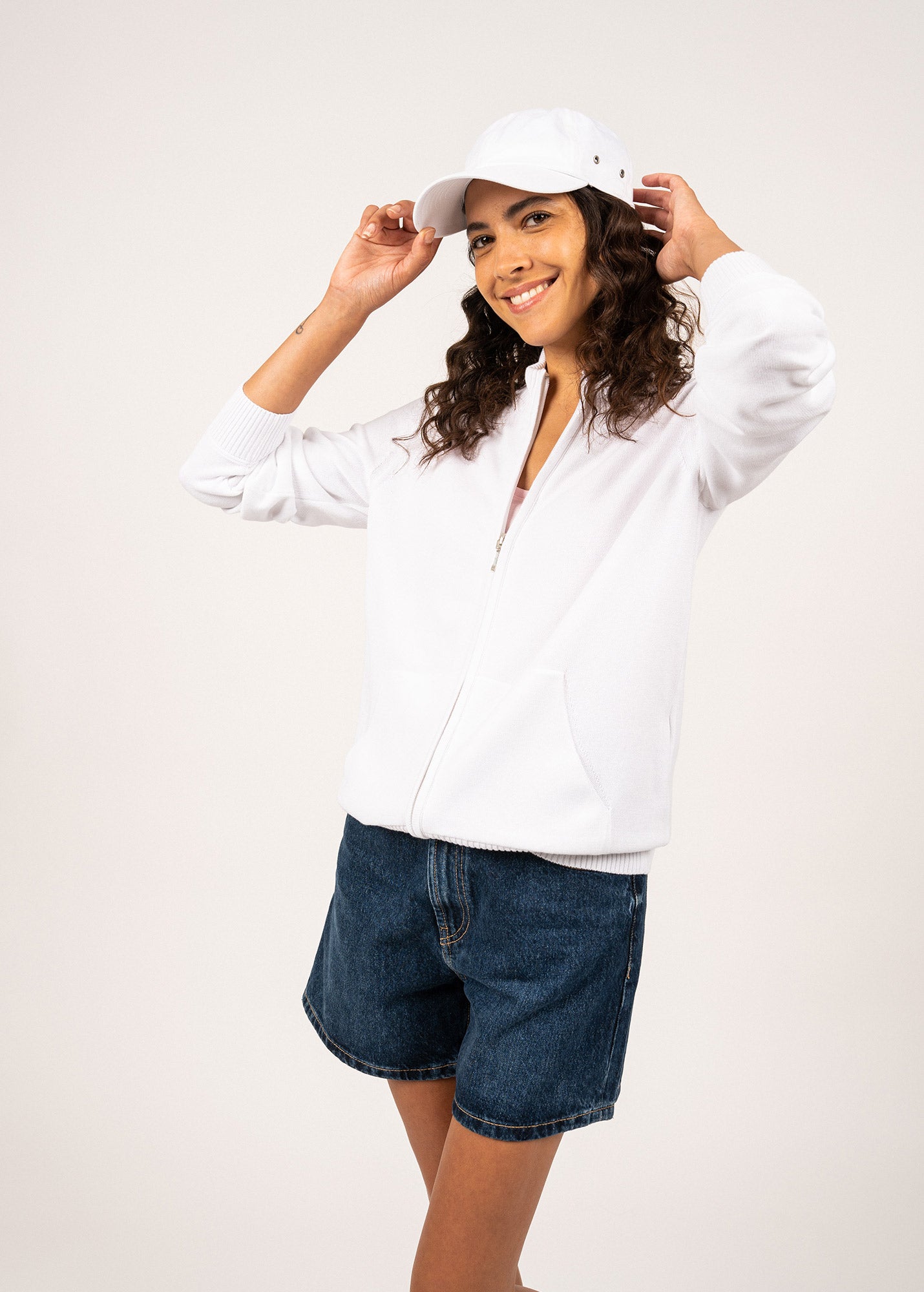 【タグあり】Bibiy B. BOAT CLUB CARDIGAN White Women's Full Zip White Cotton Cardigan - Saint James • Saint James USA