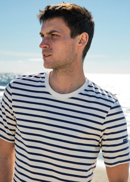 Men's Short Sleeve Breton Striped T-Shirt, White/Navy – Saint