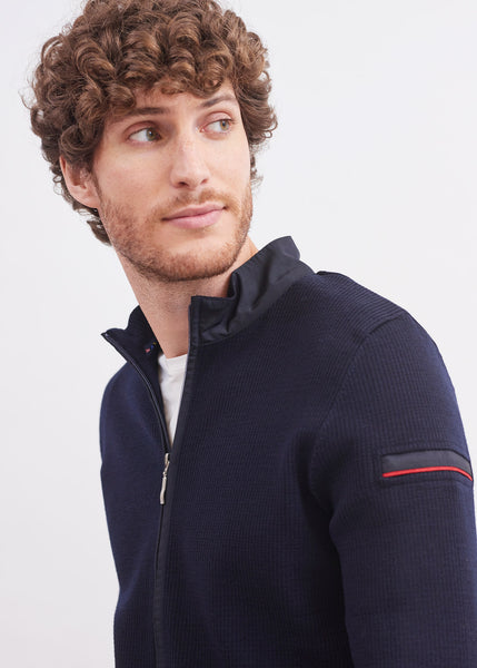 Navy Wool Zip Cardigan for Men | Side Pockets | Saint James – Saint James  USA