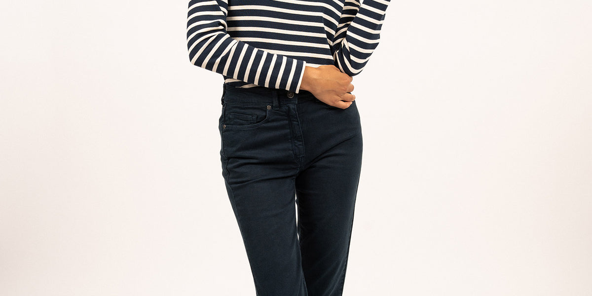 Women's Authentic Breton Striped Top | Long Sleeve with Scoop Collar ...
