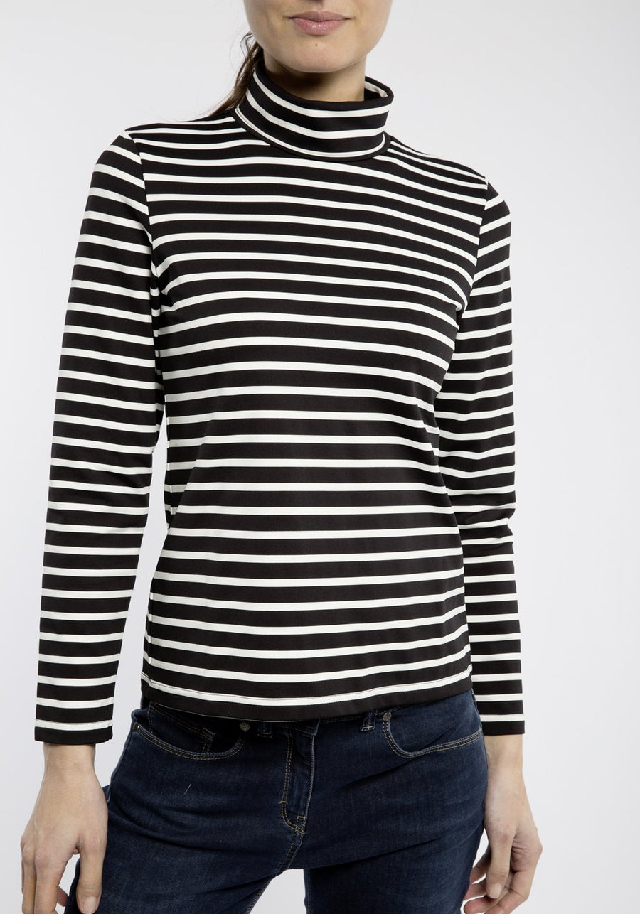 Oural Striped Turtleneck (BLACK / IVORY)