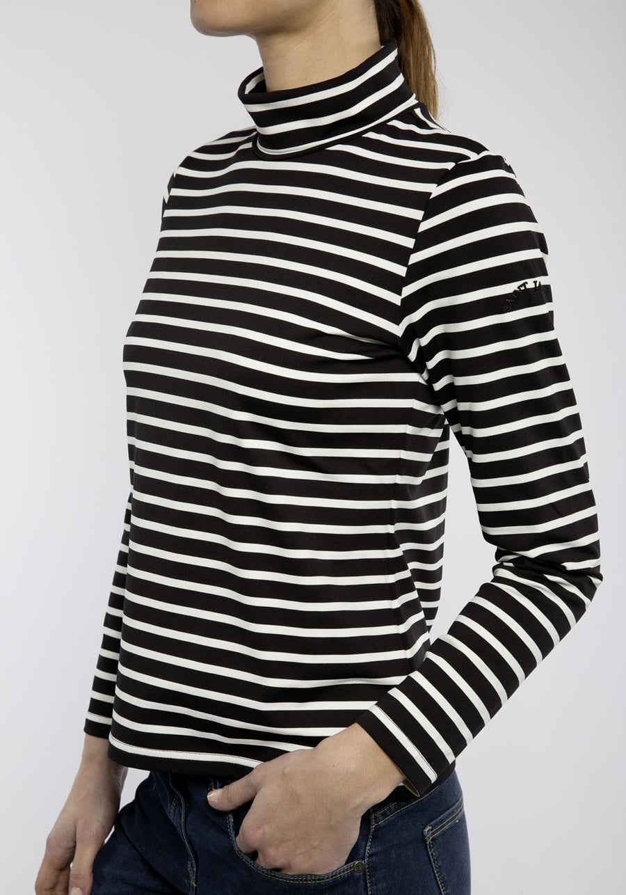 Oural Striped Turtleneck (BLACK / IVORY)